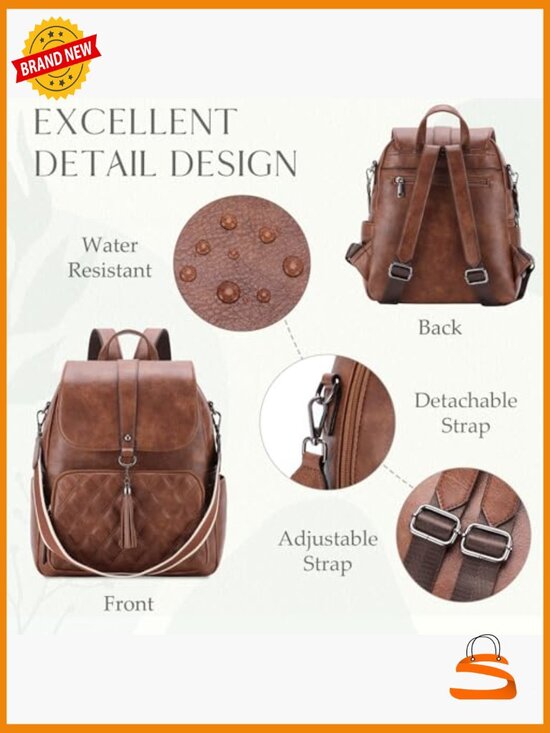 Anti-Theft Convertible Backpack Purse PU Leather Travel Work Bag